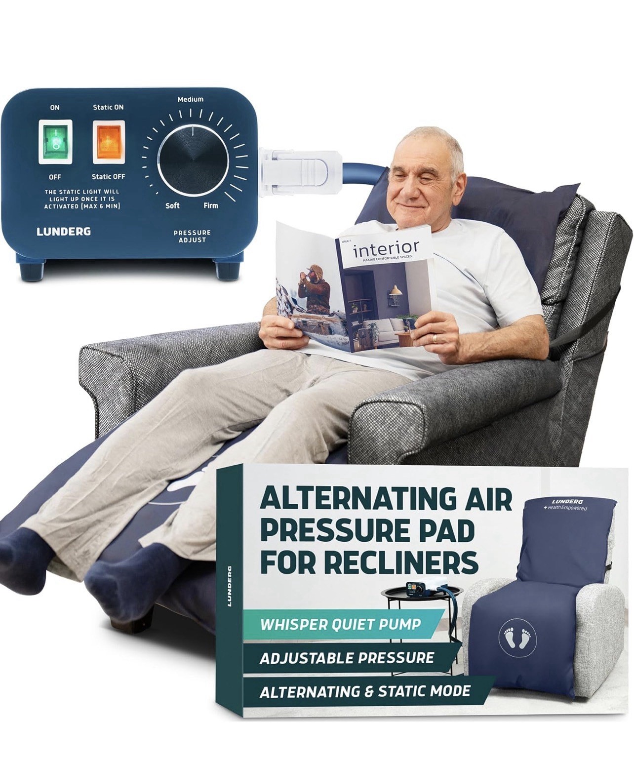 Lunderg Alternating Air Pressure Pad for Recliner Chair - Pressure Relief