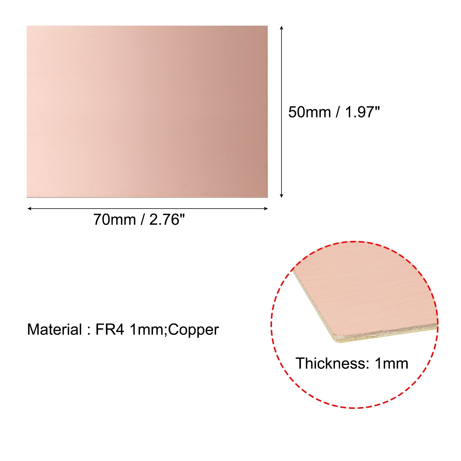 10pcs 70x50mm Double Sided Copper Clad Laminate PCB Circuit Board FR4 1mm