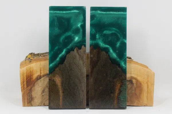 HYBRID STABILIZED DYED MAPLE GREEN CUSTOM COMPOSITE KNIFE HANDLE MATERIAL (8234)