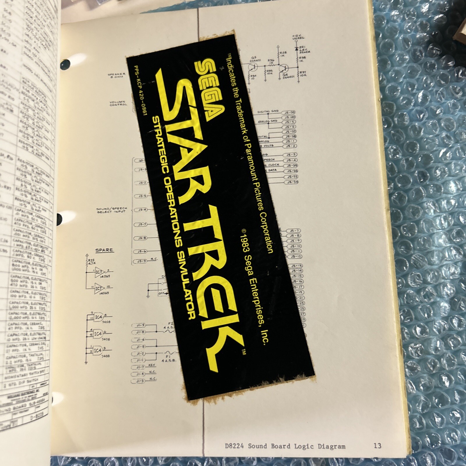 original Damaged Williams Stargate Schematics Only Arcade Video game manual