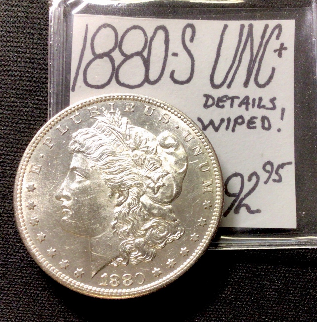 1880 S Morgan Silver Dollar UNC+! Details: Wiped! ENN Coins