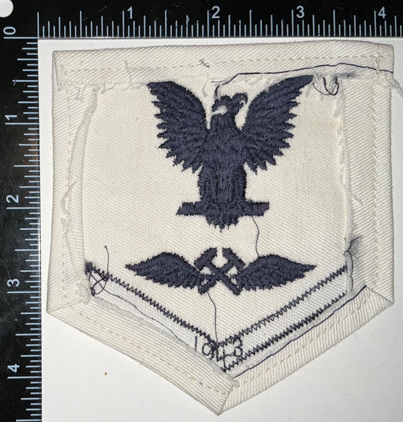 WWII 1943 DATED USN Aviation Metalsmith Petty Officer 3rd Class Rate WHITE Patch