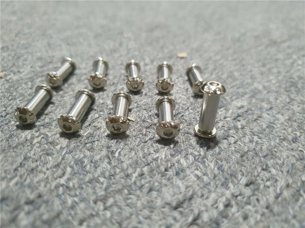 10pcs Knife Handle Bolt Rivets Scale Screw Fastener Nut Round Hex Head Silver