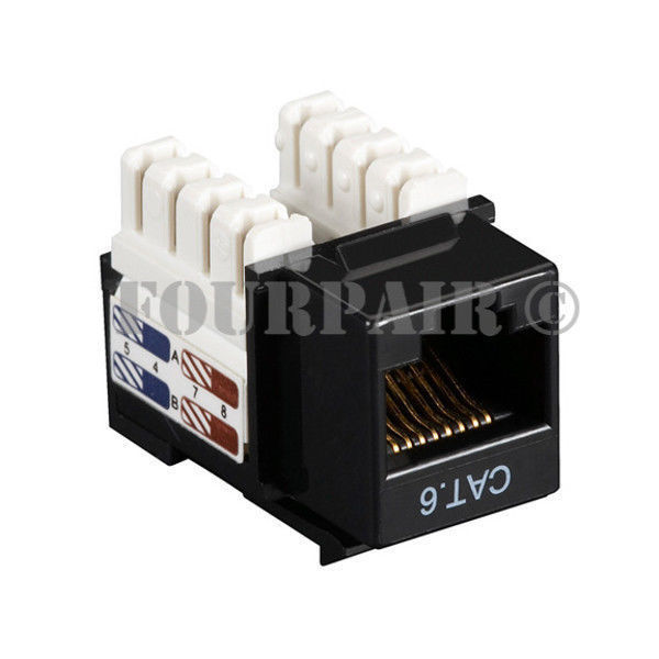 CAT6 LAN Network RJ45 110 Punch Down 8P8C Keystone Modular Snap-In Jack - Black