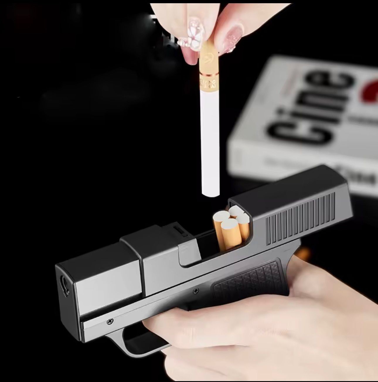 CIGARETTE STORAGE Jet Flame Lighter Gun/Pistol Cigar Case Gift Butane Pipe BBQ