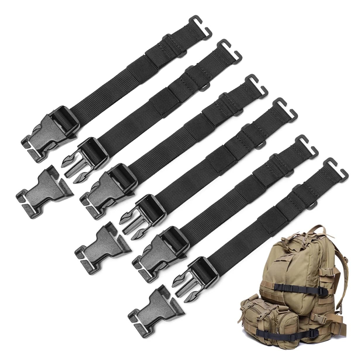 6 Pcs Tactical Rush Tier System Molle Backpack Straps Accessories
