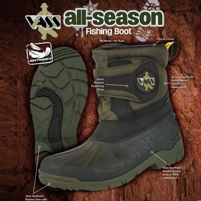 Vass All Season Fleece-Lined Waterproof Fishing & Outdoor Boots