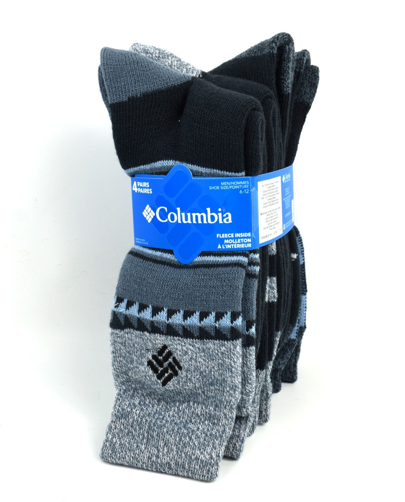 Columbia Men's Fleece interior Thermal Crew Socks 4-Pair Fit Men's Shoe Sz 6-12