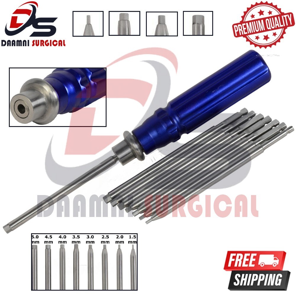 Orthopedic Bone Screwdriver with Quick Coupling Handle Set