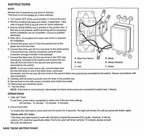 Bathroom Fan Auto Shut Off Timer 2-4-8-12 Hour Preset Countdown Wall Switch
