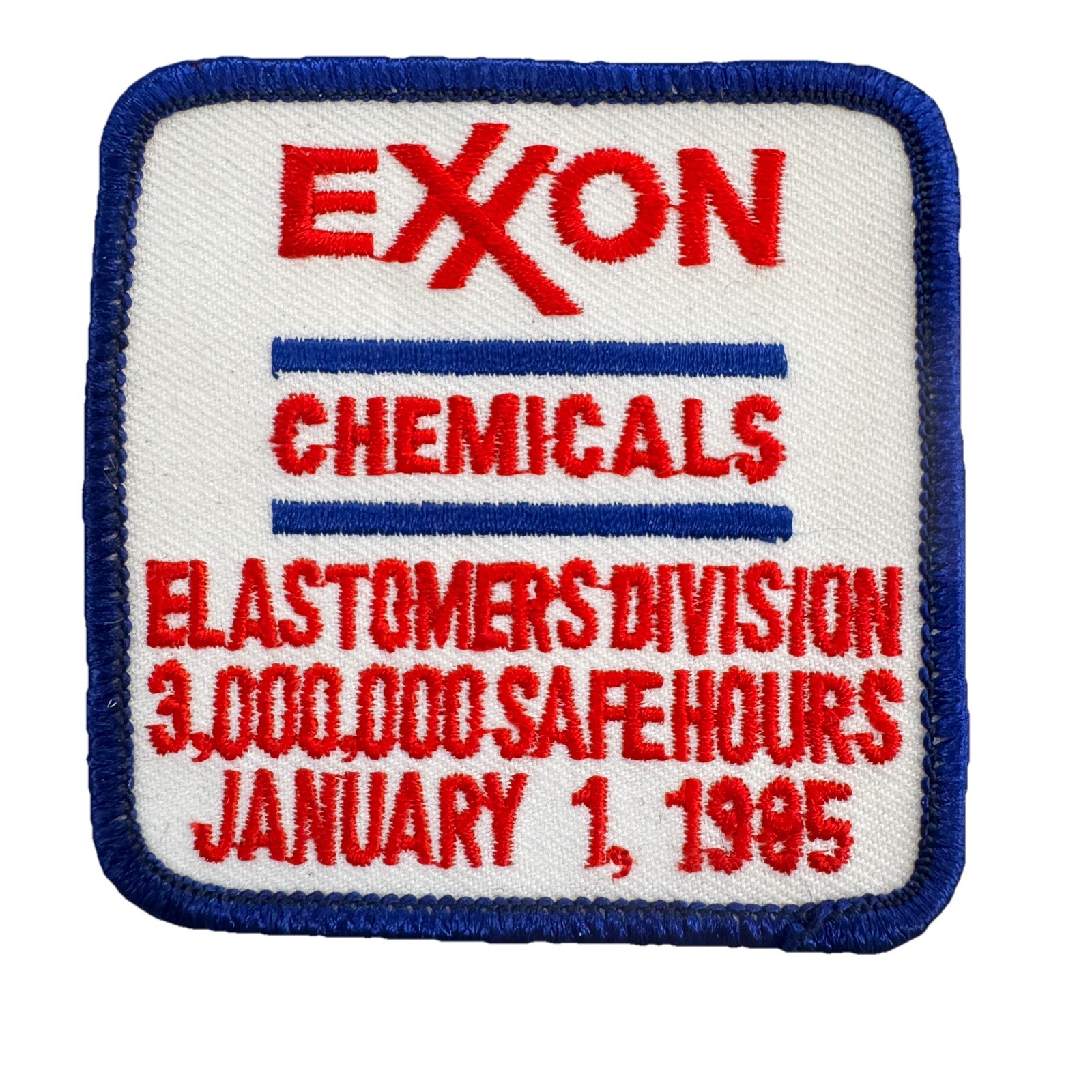 Vintage RARE Exxon Gas Oil Chemicals Elastomers Division Safety Patch 1985