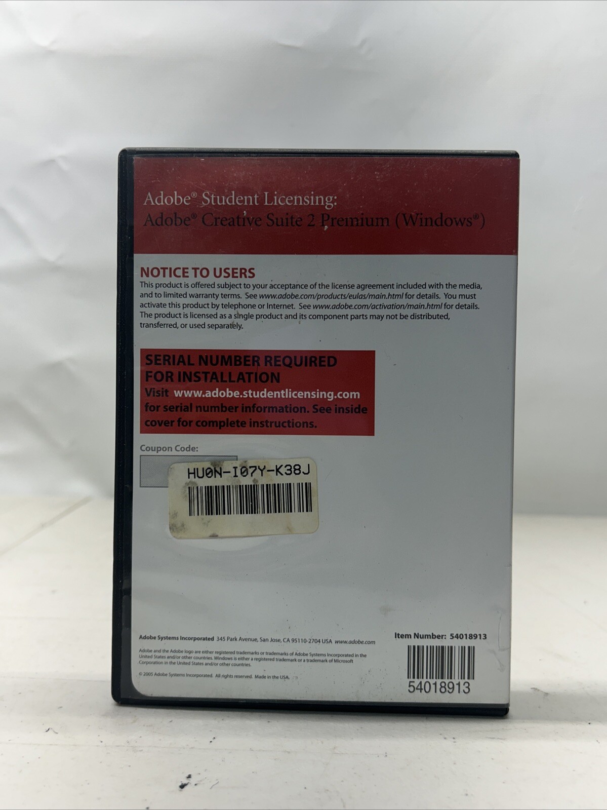 ADOBE STUDENT LICENSING CREATIVE SUITE 2 PREMIUM WITH CODE FOR SERIAL NUMBER