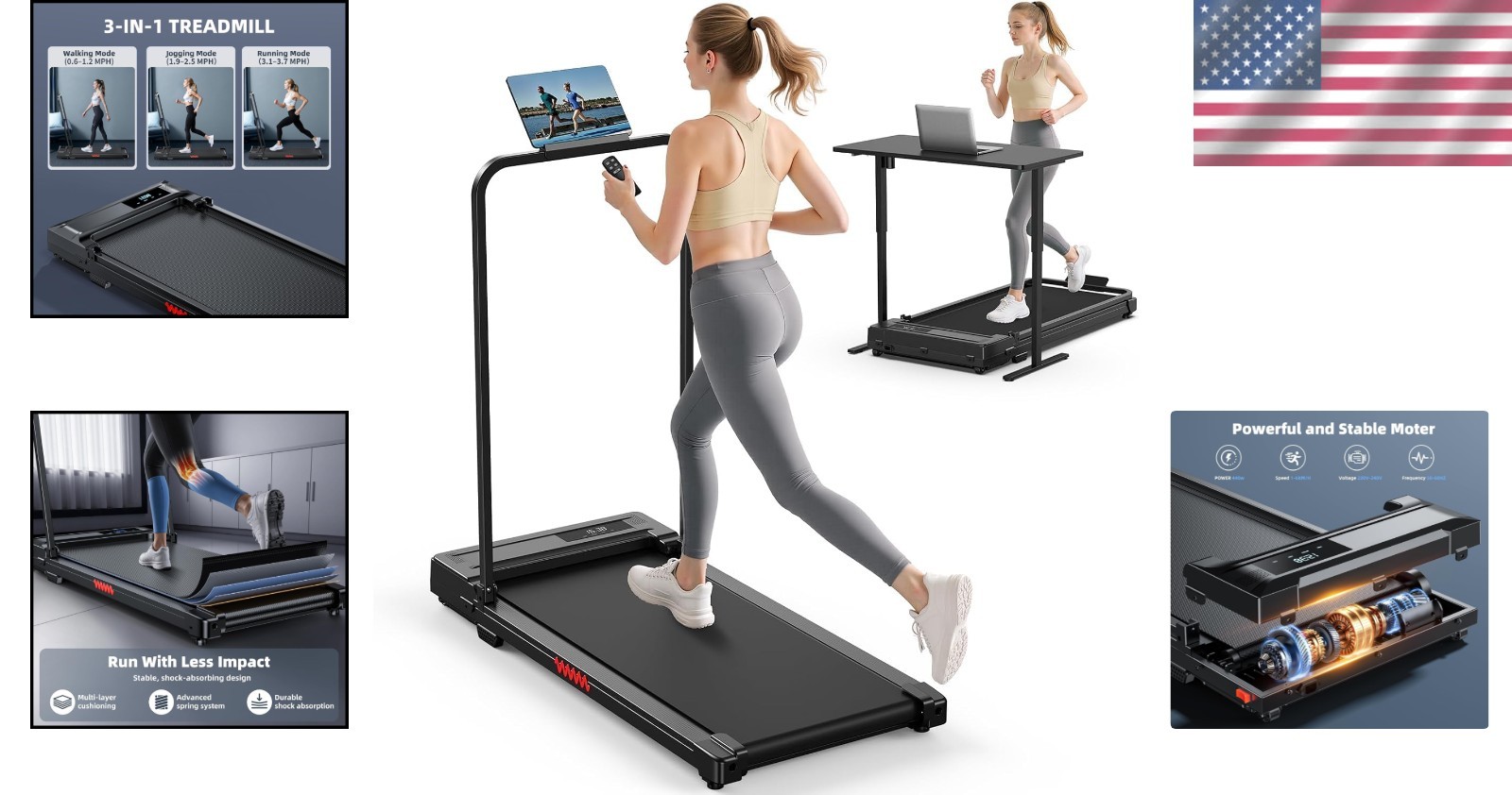 Compact Folding Treadmill with Handle Bar