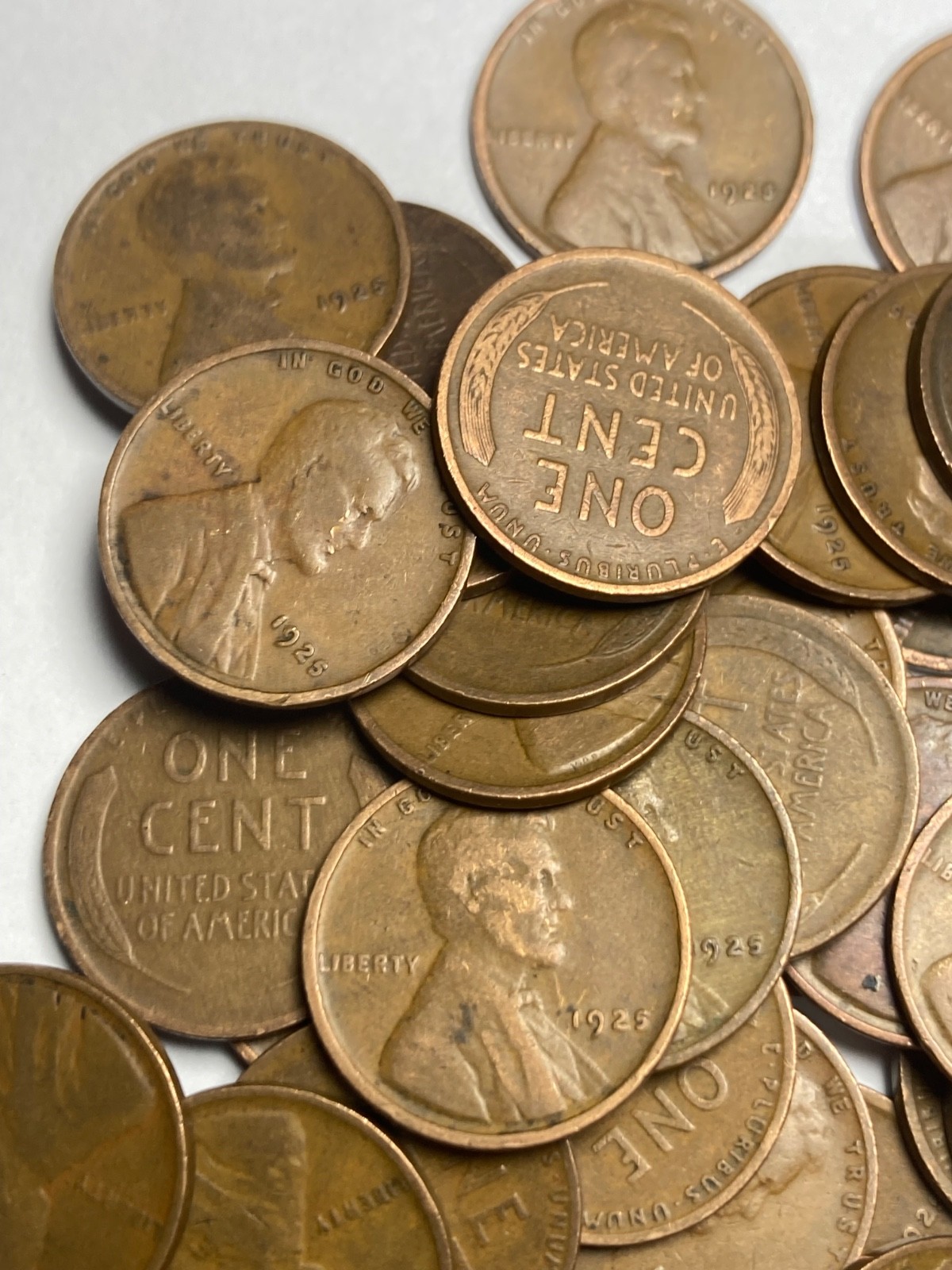 1925 (P) LINCOLN WHEAT CENT ROLL, 50 nice coins