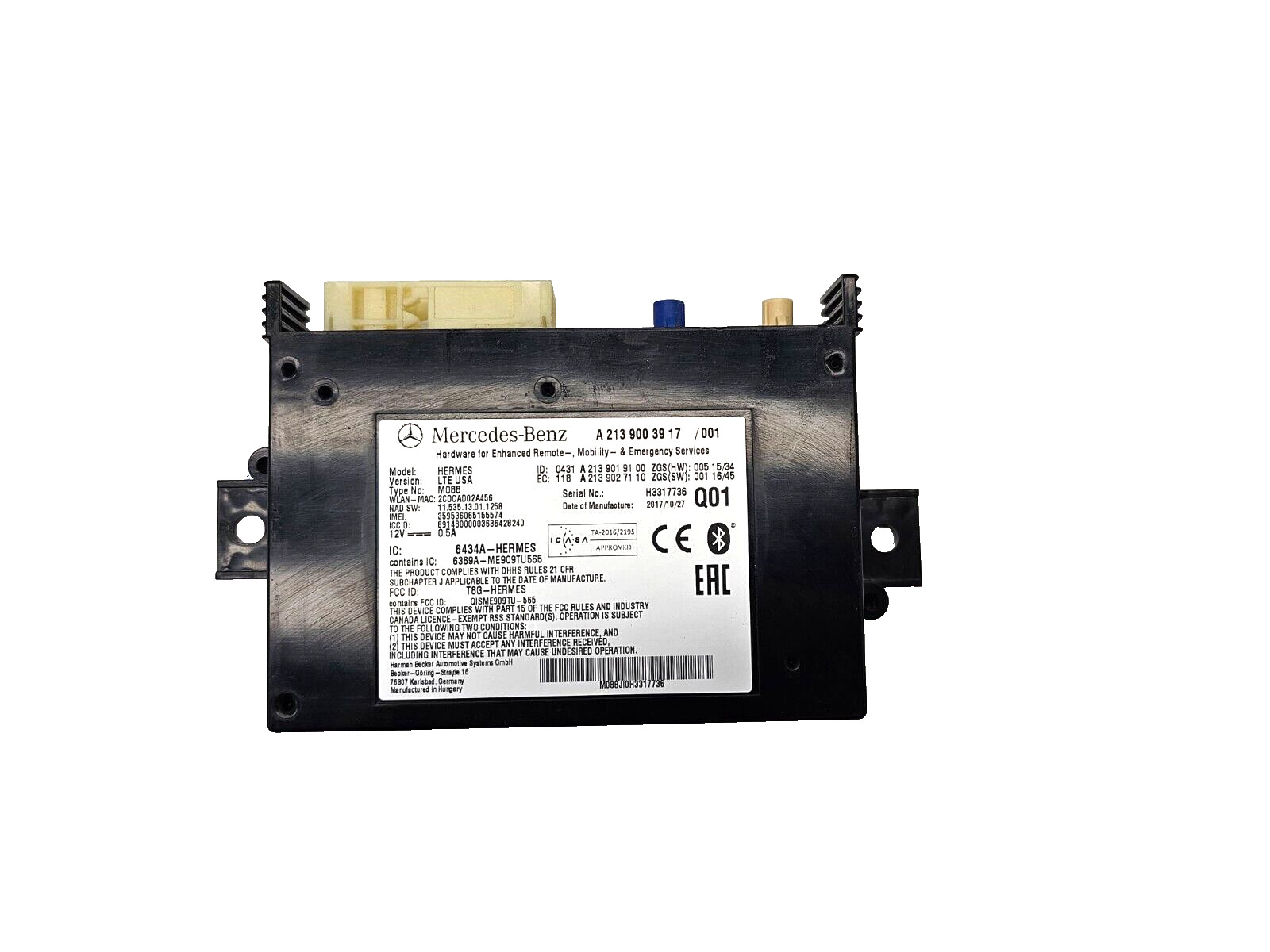 2017-2018 MERCEDES C300 W205 COMMUNICATION CONTROL MODULE UNIT OEM A2139003917
