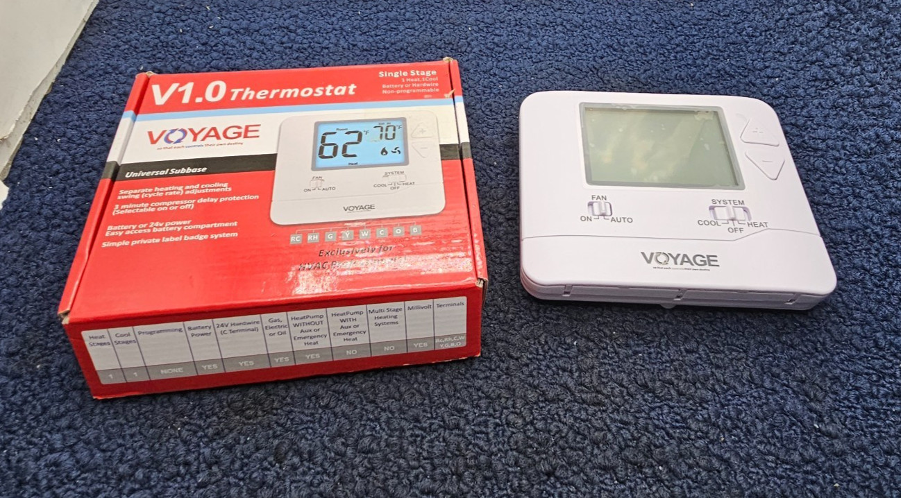 Voyage V1.0 Single Stage Non-Programmable Thermostat, Battery or 24V Power