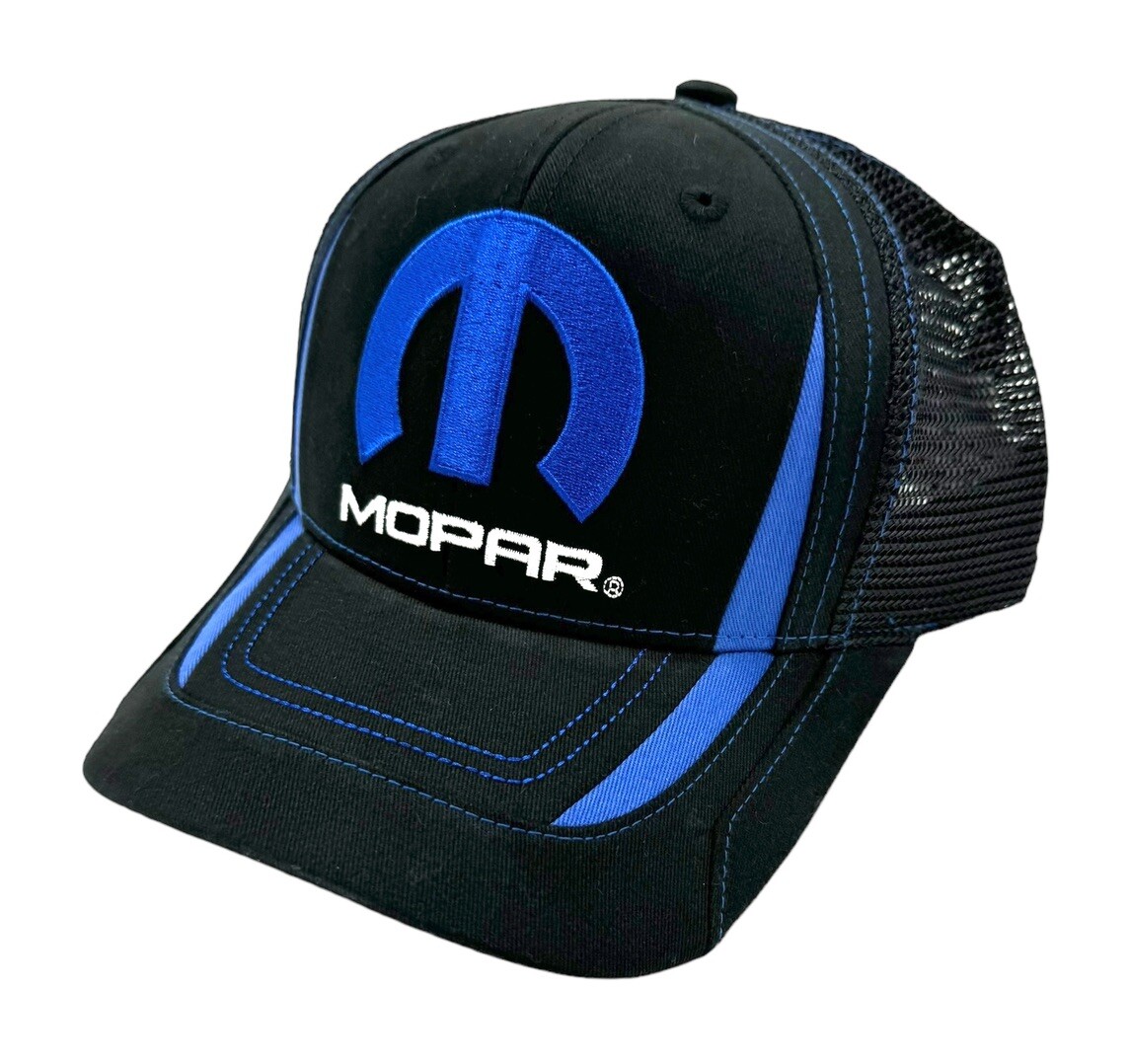 Black & Blue MOPAR "M" Logo Air Mesh Trucker Hat Cap