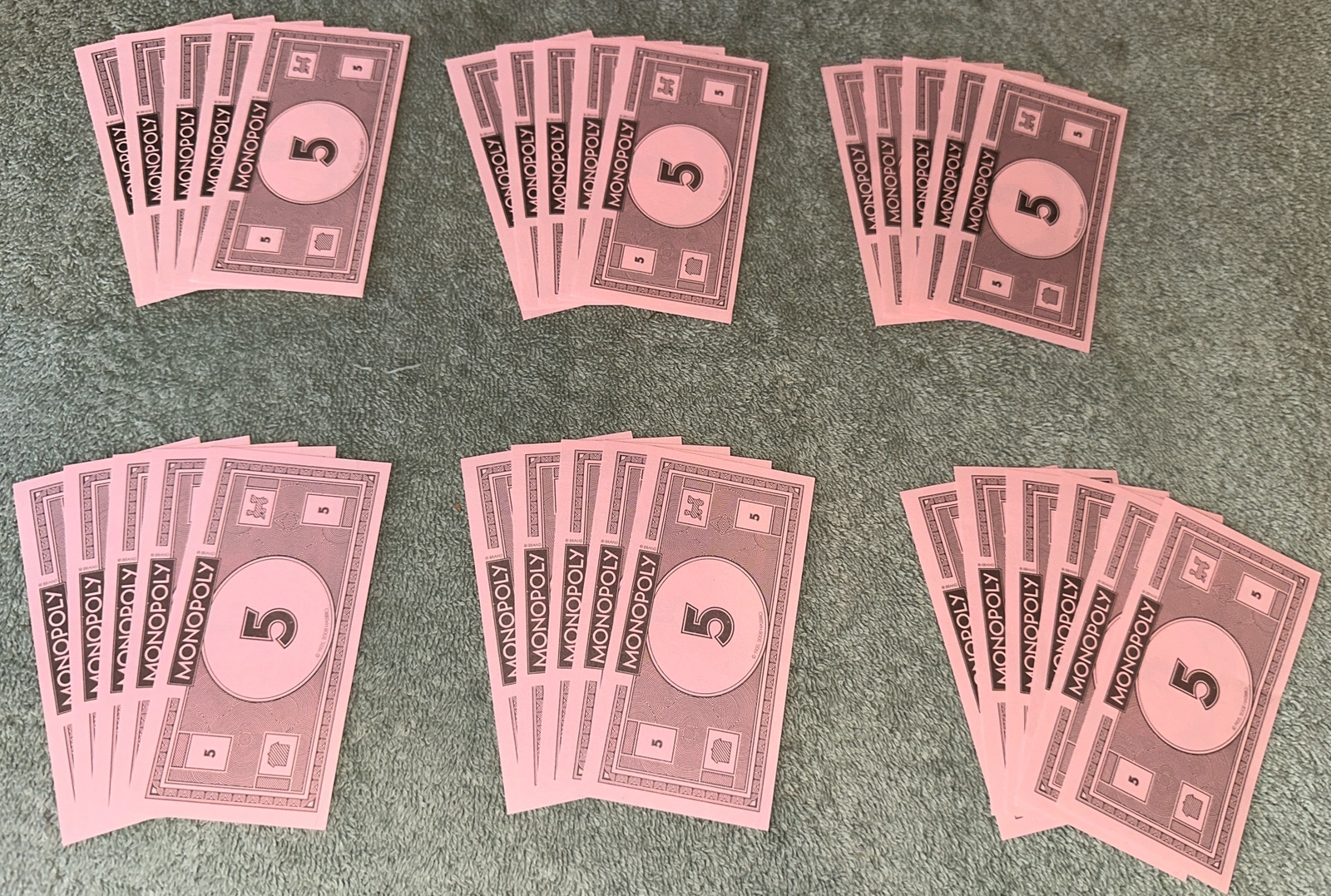 2014 Monopoly Replacement 31 Pink $5 Bills
