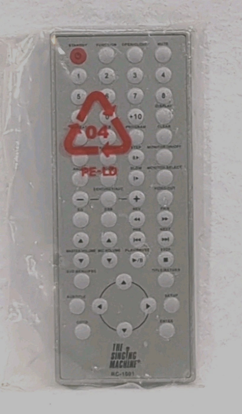 singing machine rc-1001 karaoke remote control replacement silver OEM New vtg