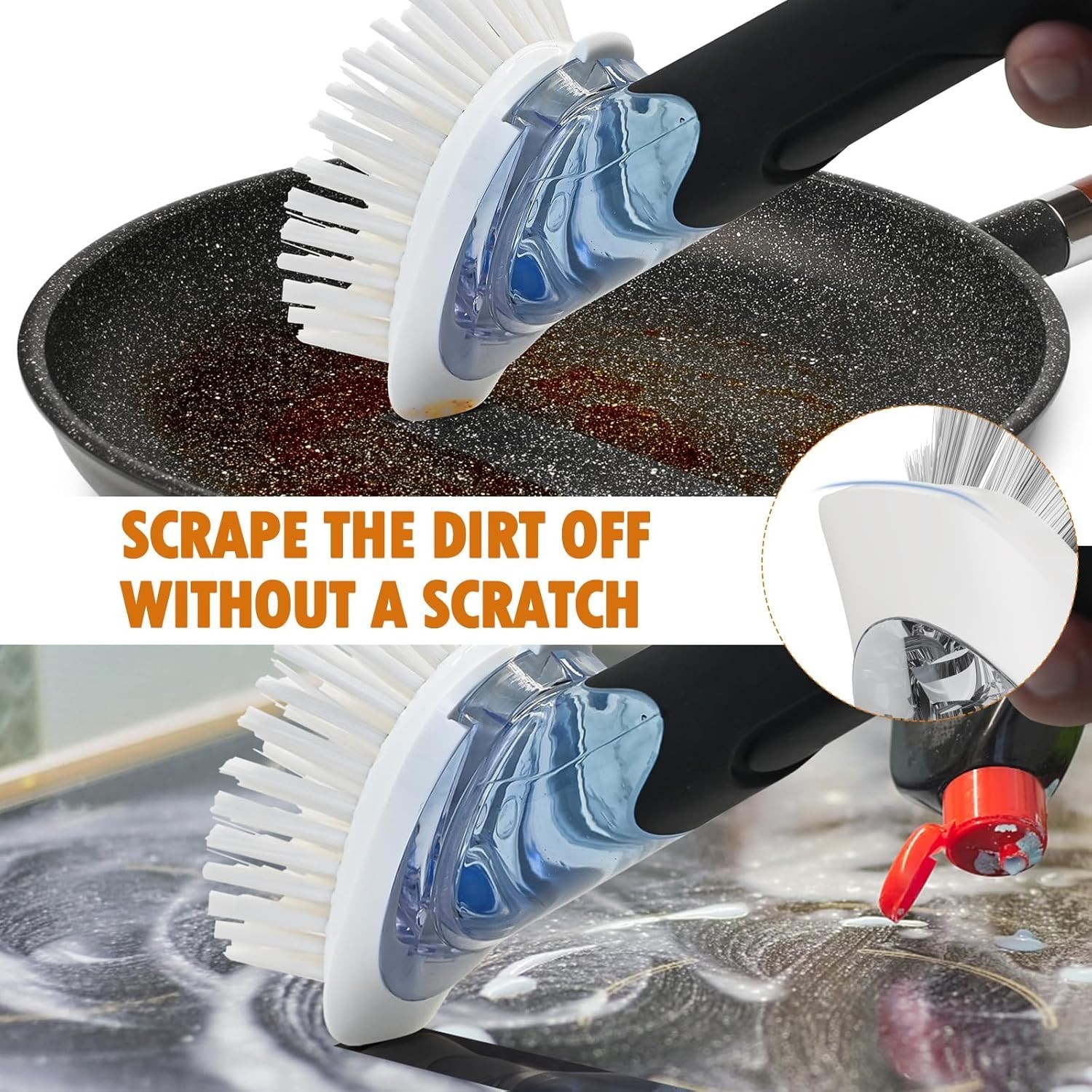 Ergonomic Soap Dispensing Dish Scrubber with Refill Heads - Kitchen Essential
