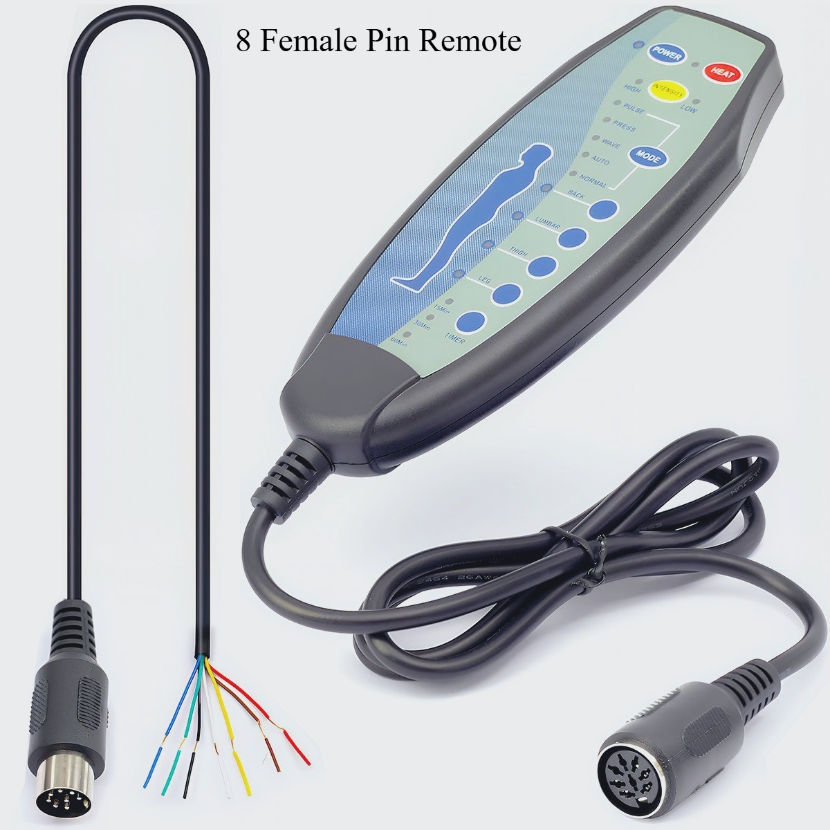 8 Female Pin Remote F/ Massage Power Lift Recliner Chair Hand Controller W/ Heat