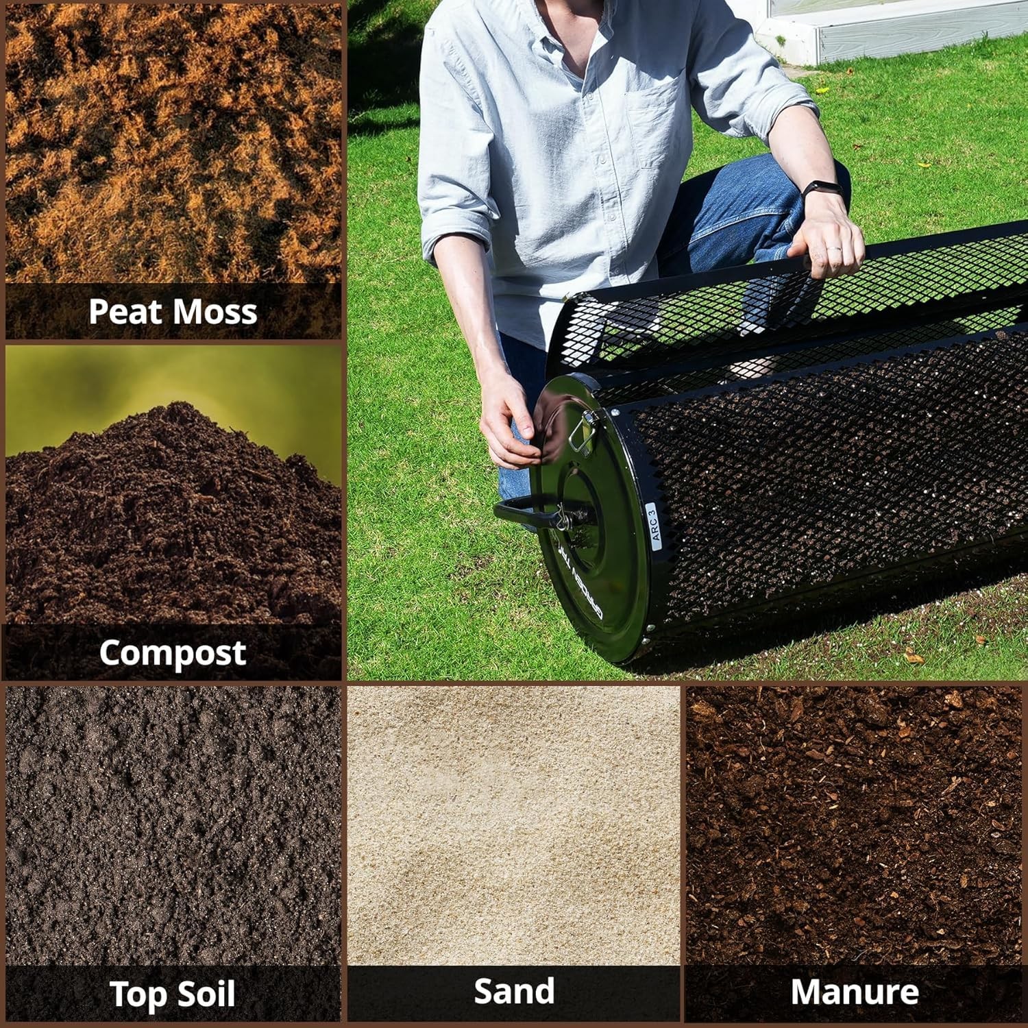 Compost Spreader 44 Inch Towable Peat Moss Spreader with Installation Accesso...