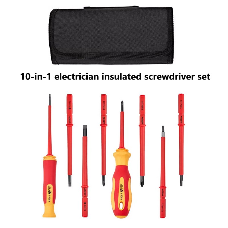500v Insulated Screwdriver Set 10PC All-in One Magnetic Tip Electrician