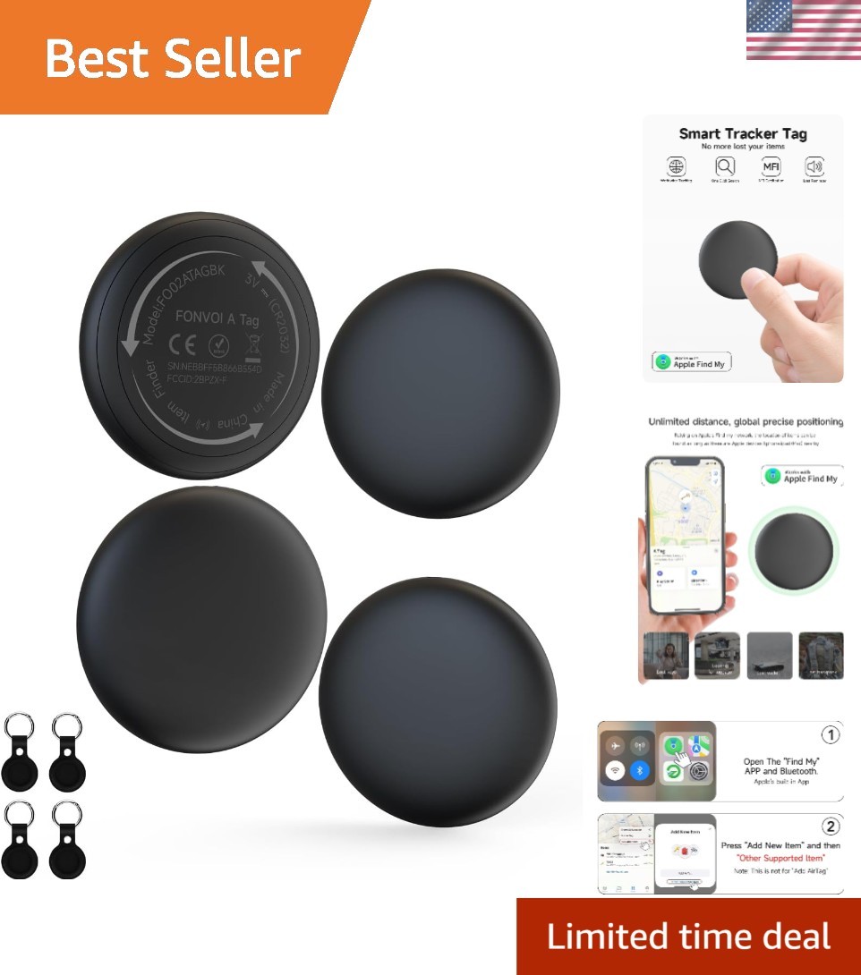 2026 Apple MFi Certified AirTags 4-Pack -  Bluetooth Item Locators