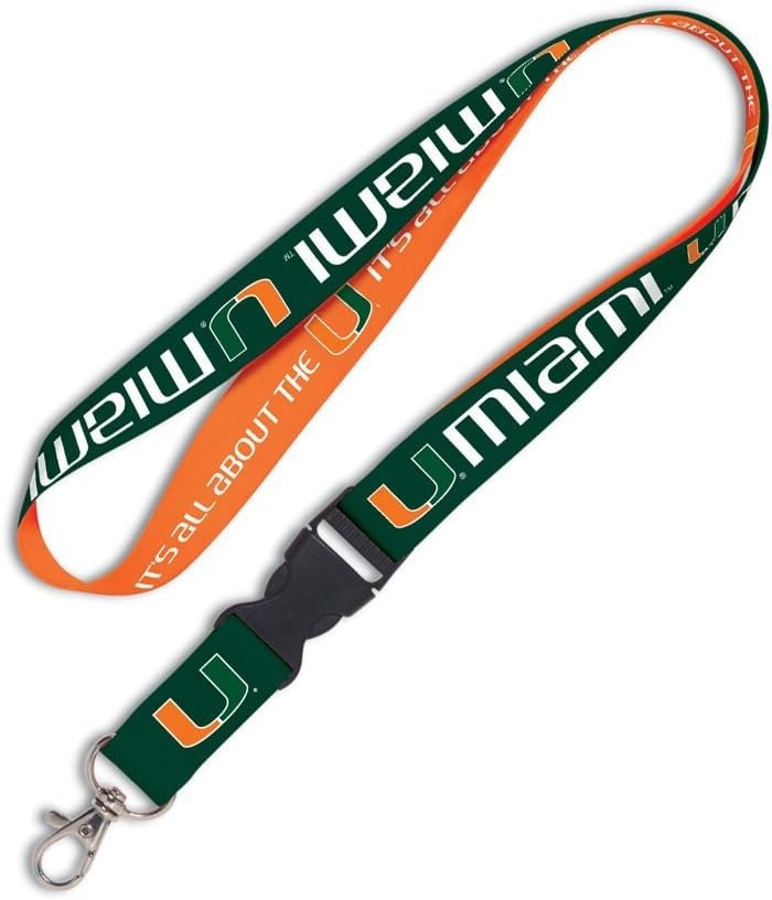 Miami Hurricanes Lanyard with Detachable Buckle 1" wide