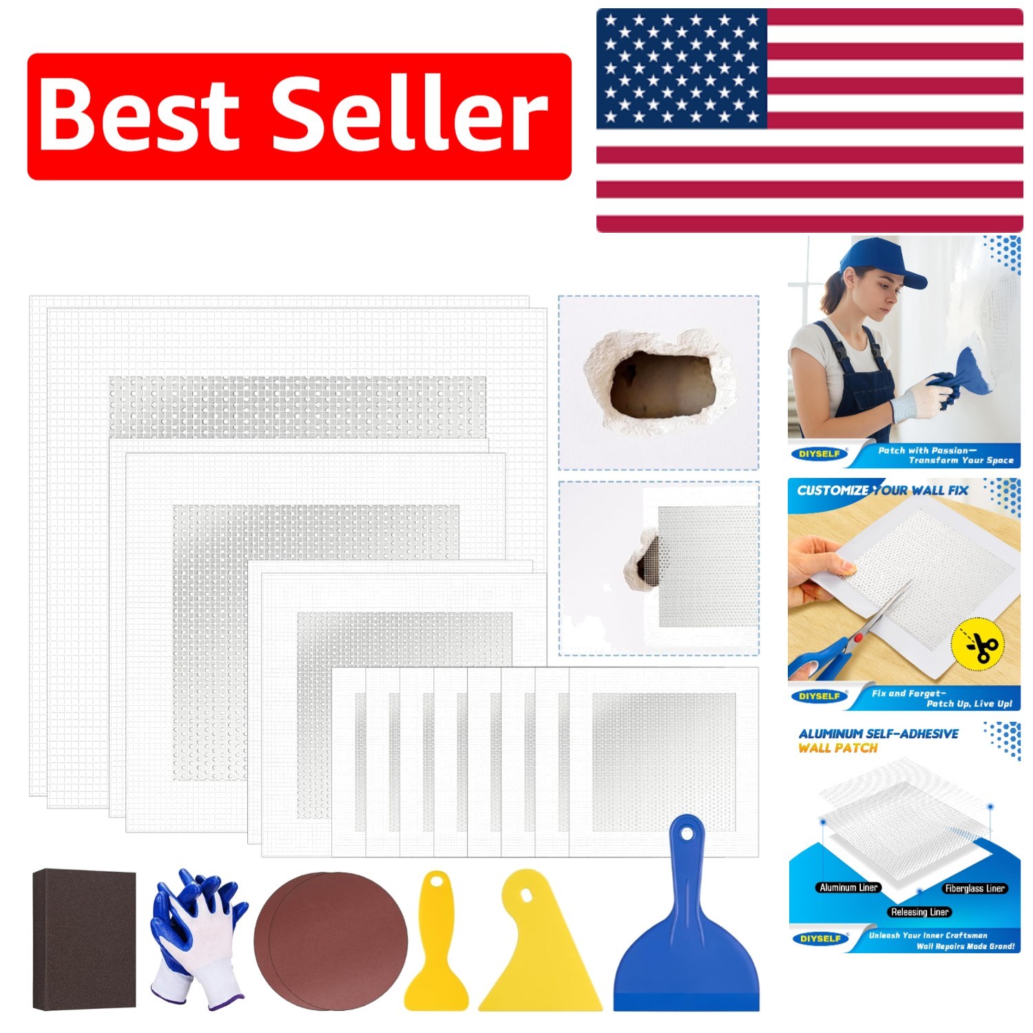 High-Quality 21 Count Drywall Patch Kit - Effortless Wall Repairs Made Easy