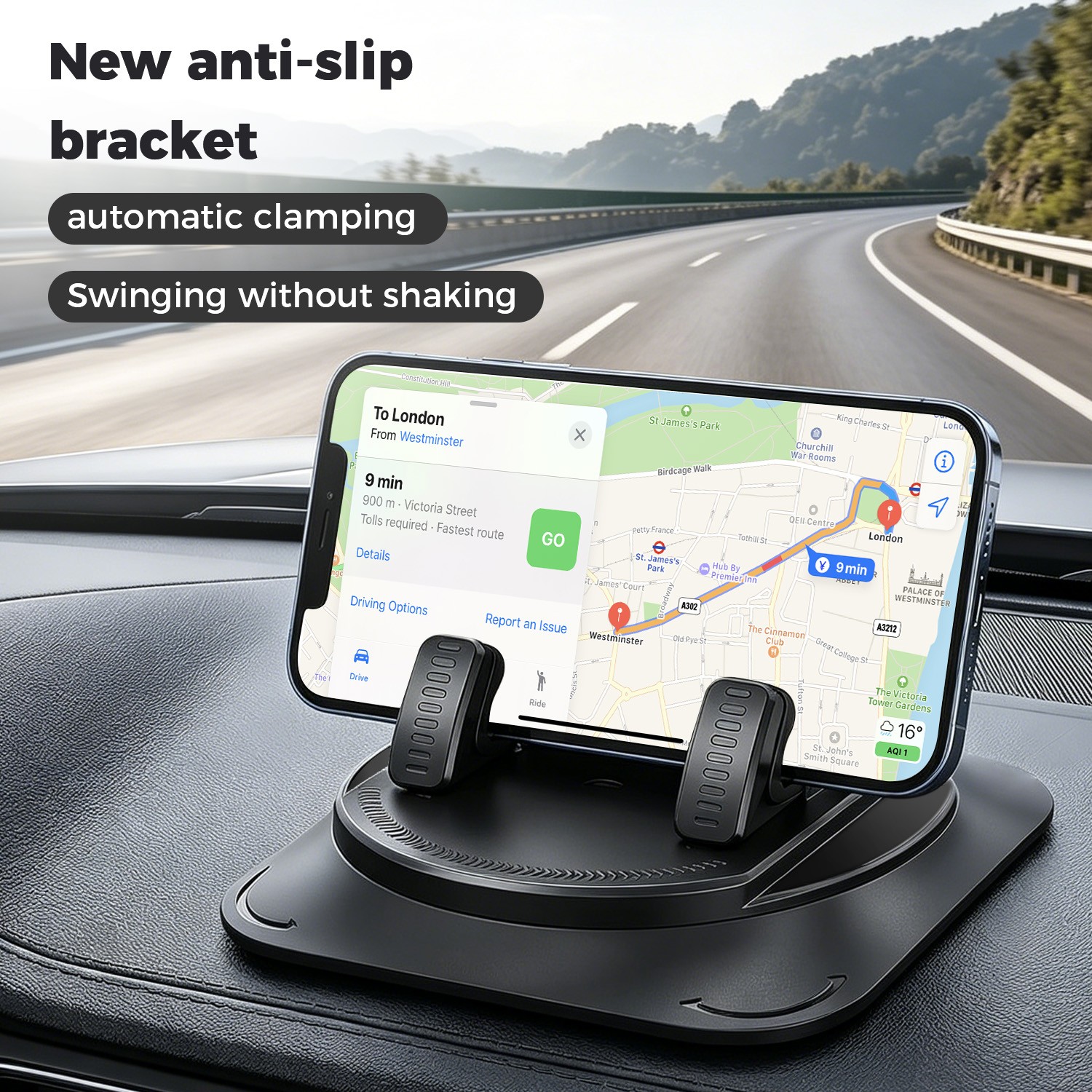 Universal Car Dash Phone Mount: Hands-Free Viewing,Shockproof,for iPhone&Android