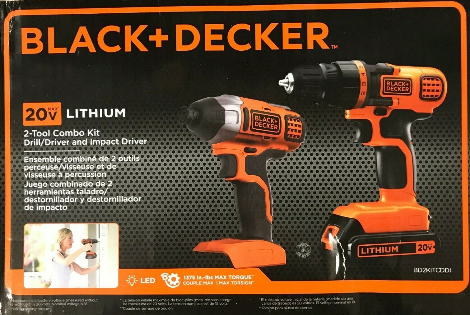 BLACK+DECKER - BD2KITCDDI - 20V MAX* Drill/Driver + Impact - Combo Kit