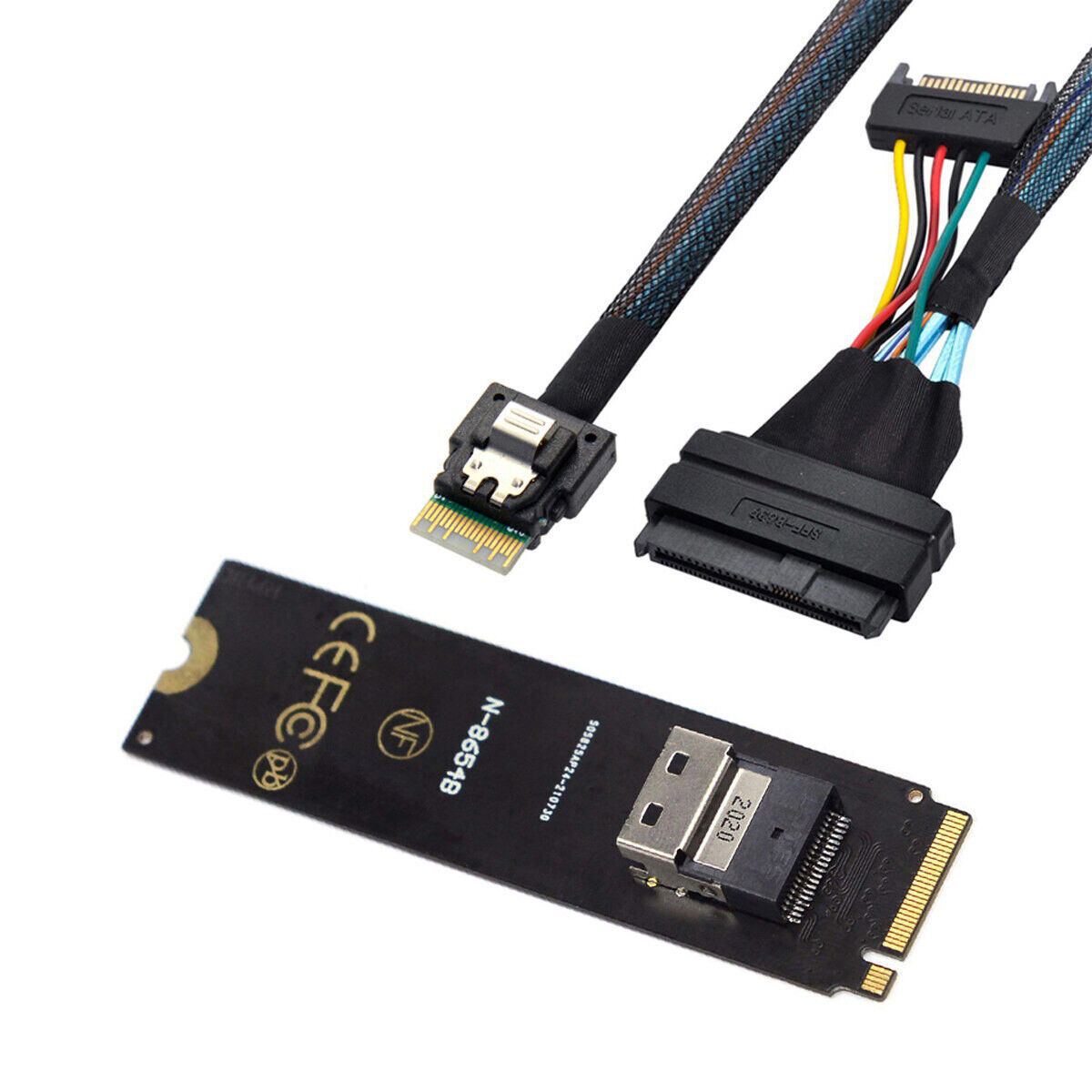 NFHK NGFF M-Key NVME to SFF-8654 Card Adapter and U.2 SFF-8639 PCIe SSD Cable