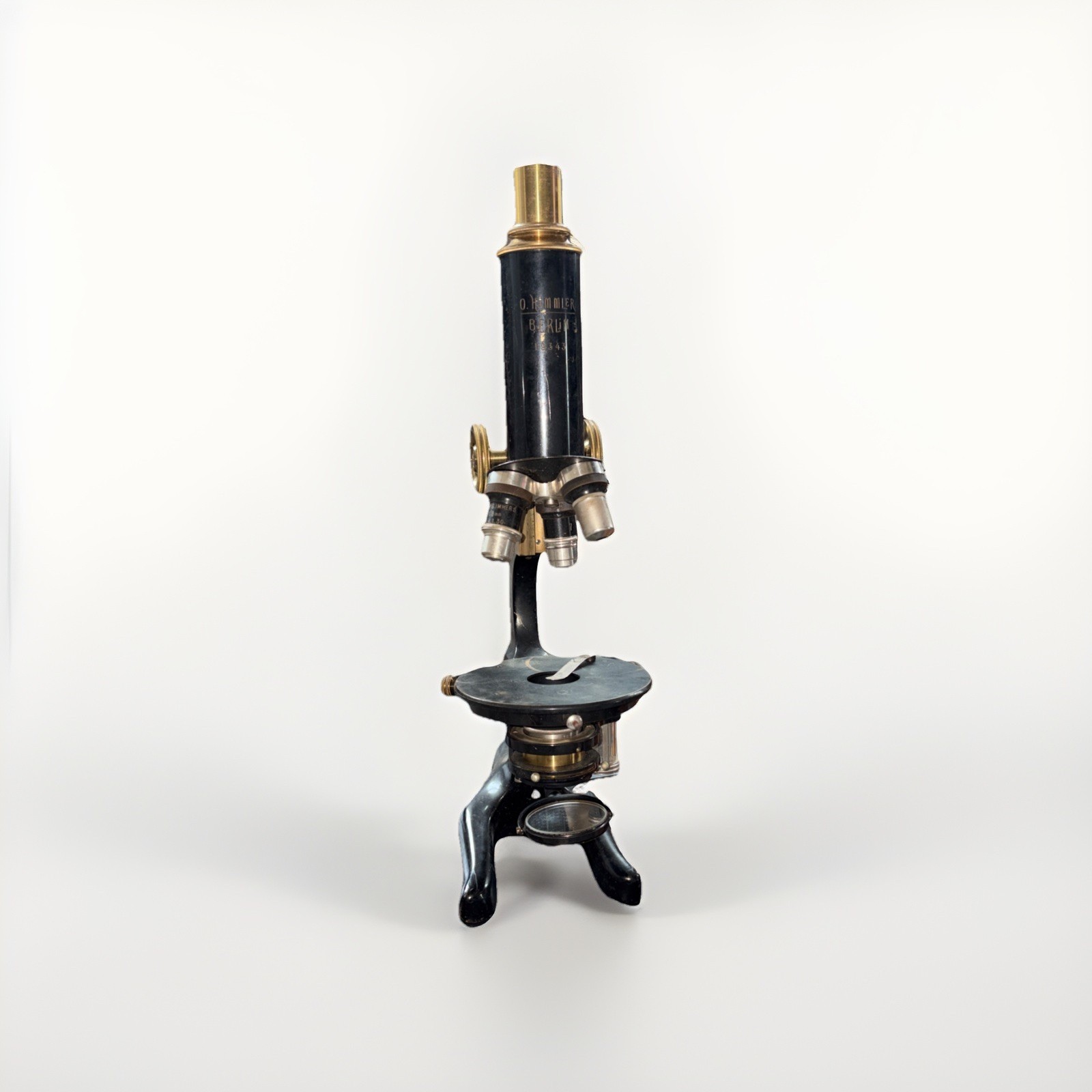 Antique H.J. Nlemert Berlin Compound Microscope Set, Case, Othmer Object & Slide