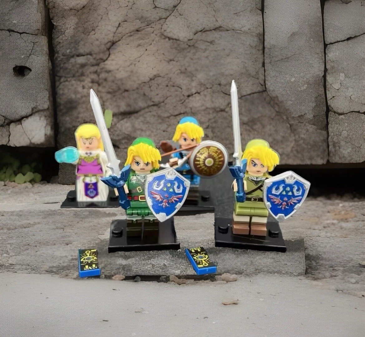 Legend of Zelda Lot of 4 Custom Moc Minifigures Link Ocarina Twilight BOTW