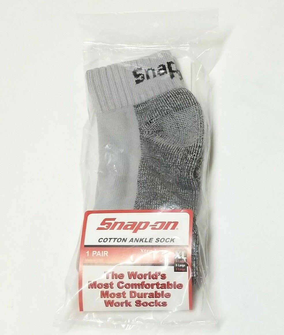 3 Pairs Men's Gray Snap On Tools ANKLE Socks XL FREE Shipping MADE USA New!