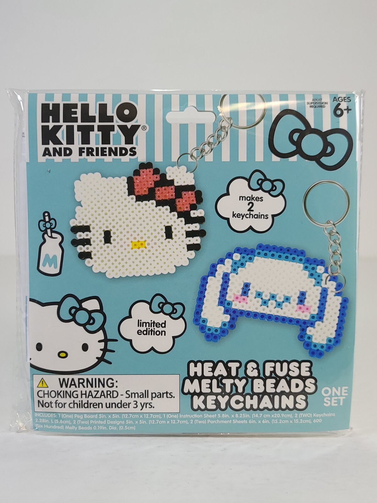 Hello Kitty & Friends Kid's Craft Heat & Fuse Melty Beads Keychains Cinnamoroll