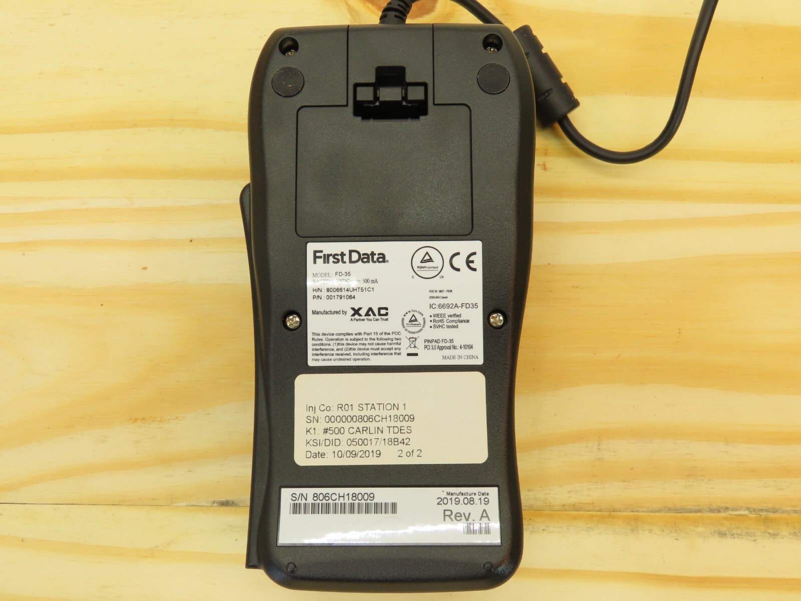 First Data FD-35 Card Terminal w/ USB Cable