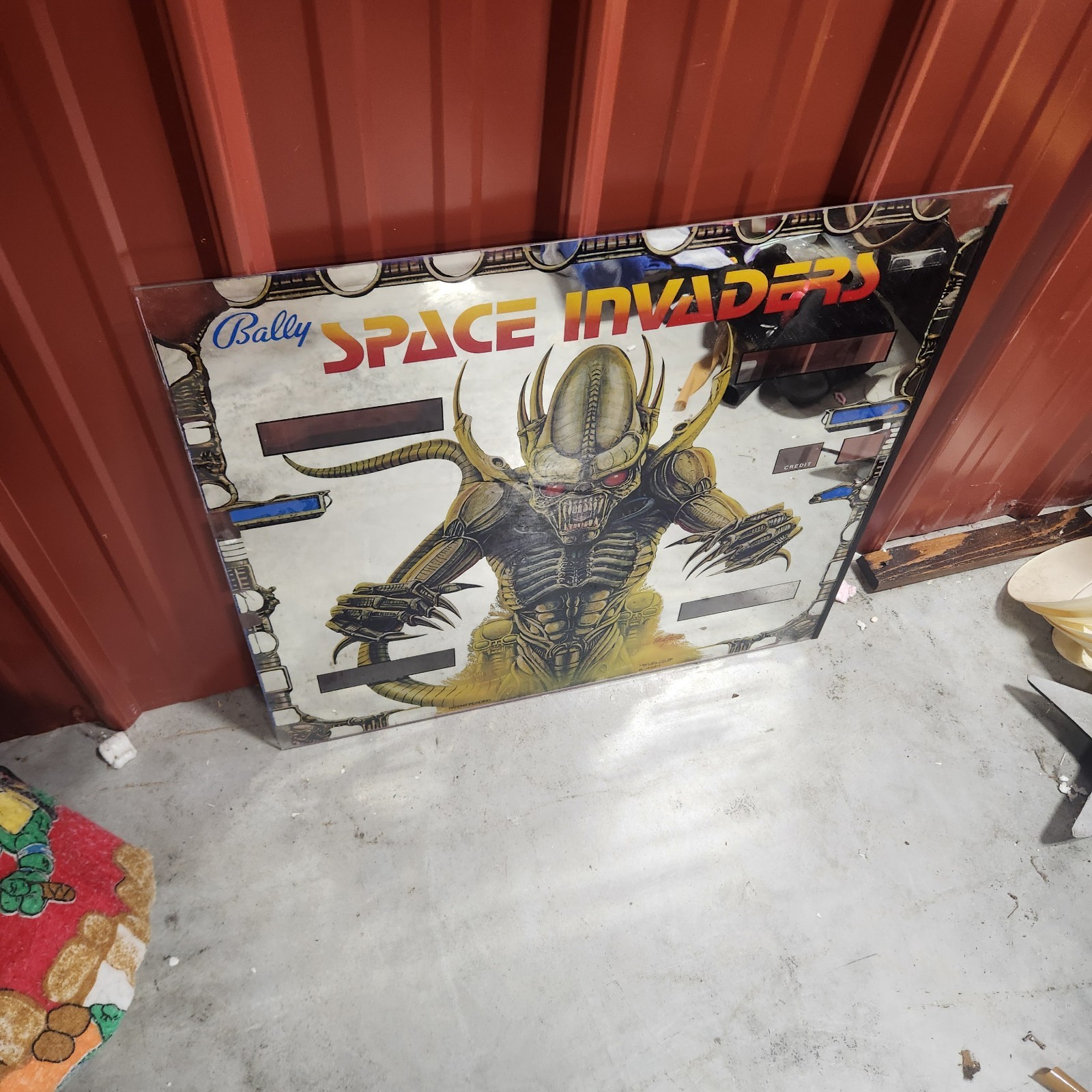 SPACE INVADERS Vintage 1980 Bally's Pinball Backglass ORIGINAL