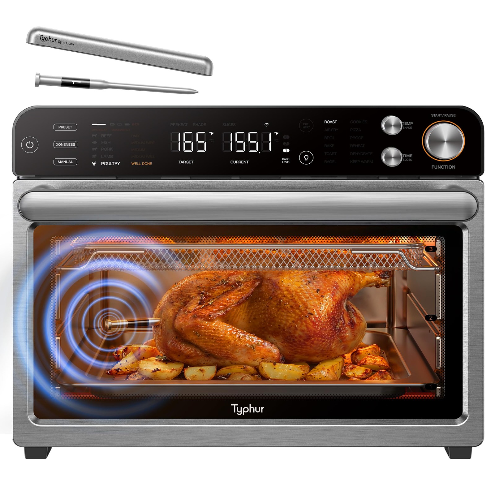 Typhur Sync Oven with Smart AI Wireless Meat Thermometer Probe, 12in1