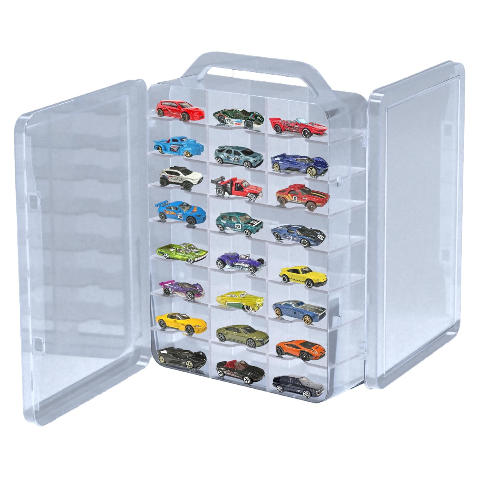 Double Sided Storage Case for Hot Wheels Storage with Carrying Handle, Portable