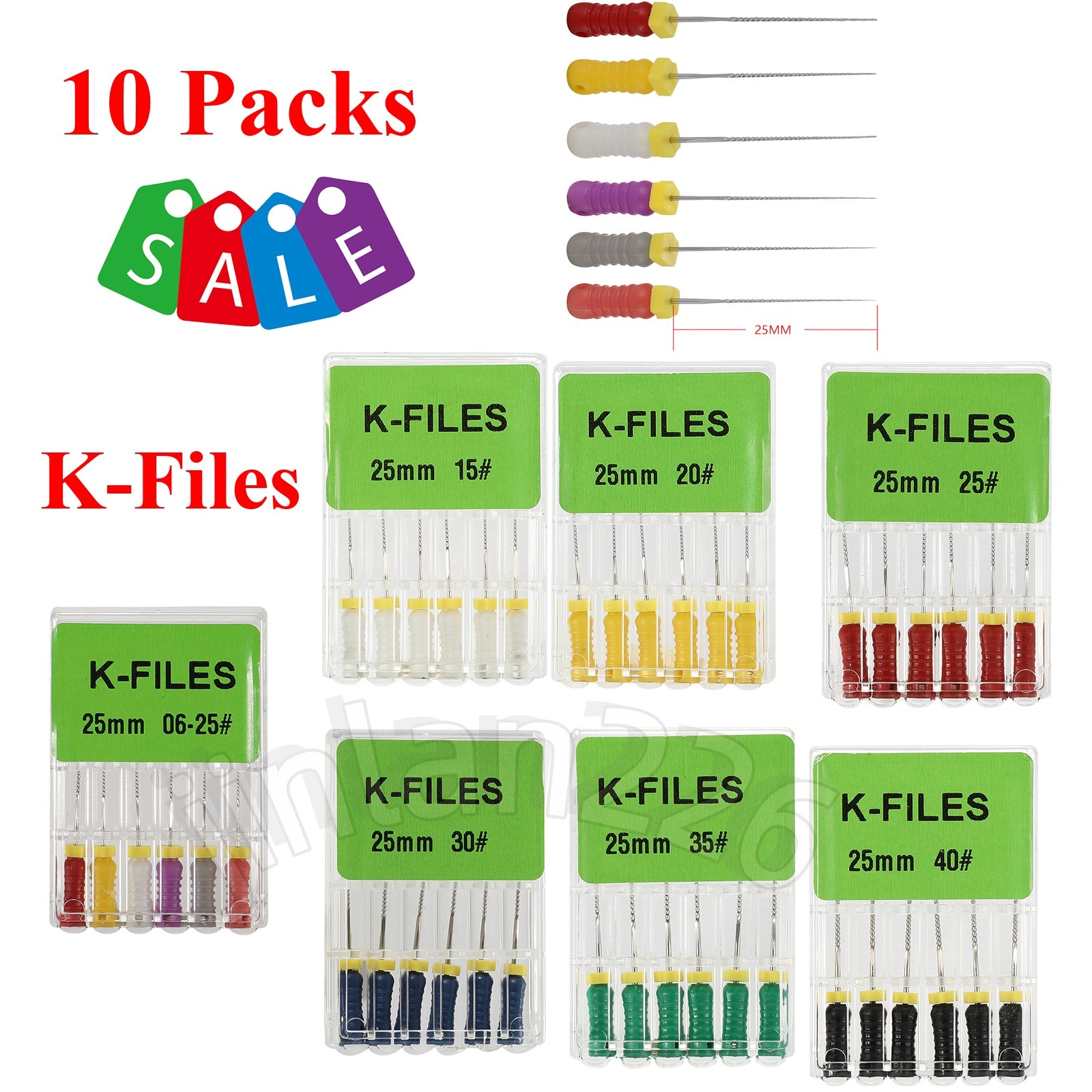 60X Endo K File Dental Stainless Steel Root Canal File Hand K-file 15-40