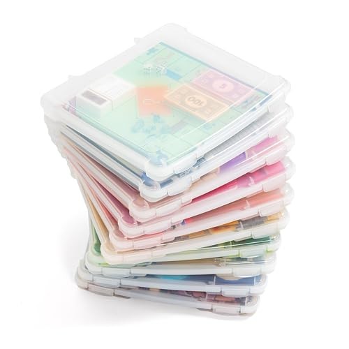 Board Game Storage Craft Organizer Box with Snap-Tight Latch Lid, 10 10 Pack