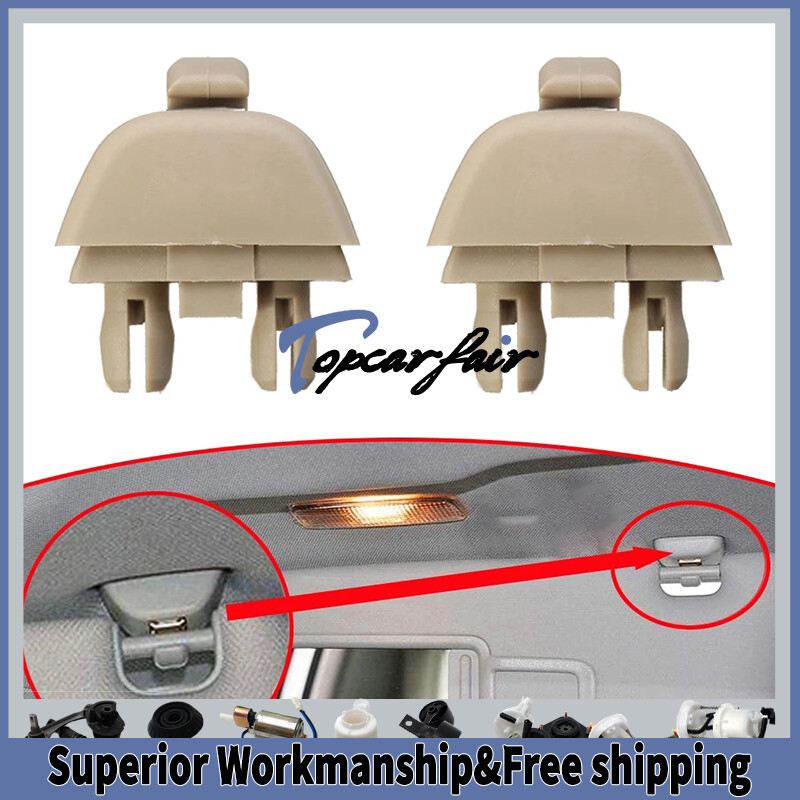 For AUDI A6 C6 A7 A8 SKODA SEAT VW Passat Polo 2 Pcs Beige Sun Visor Clips Hook