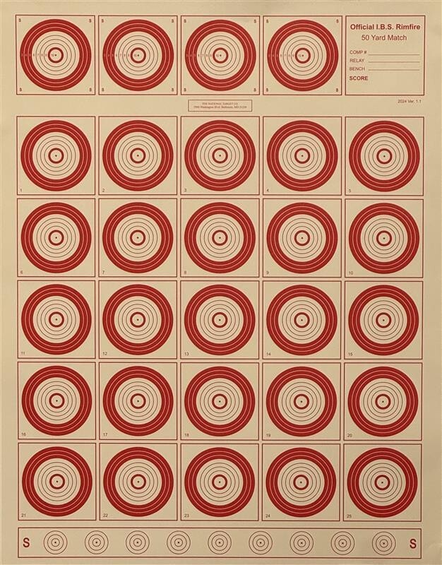 (15 PACK) Official IBS 50 Yard RF Target Printed in Red, 14" x18" Tagboard