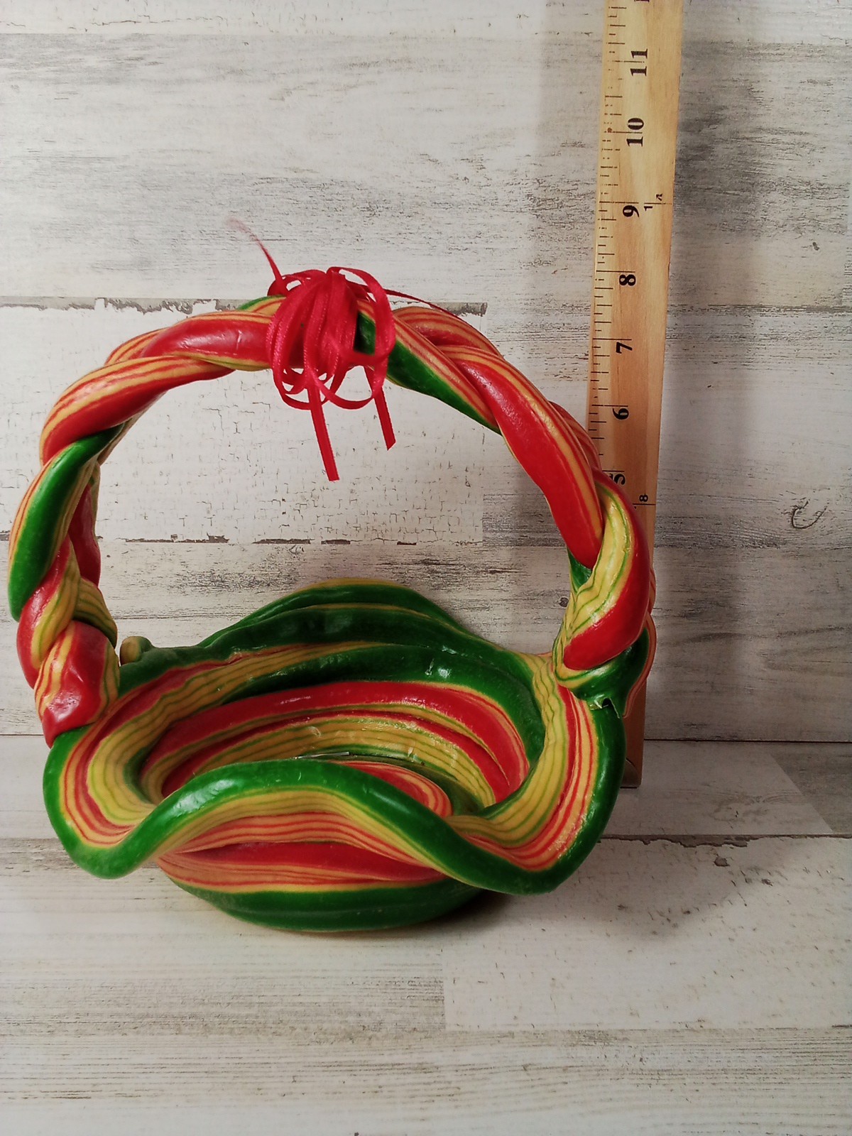 Hard Plastic Multi Color Braided Funky Cool Basket Beautiful Decor