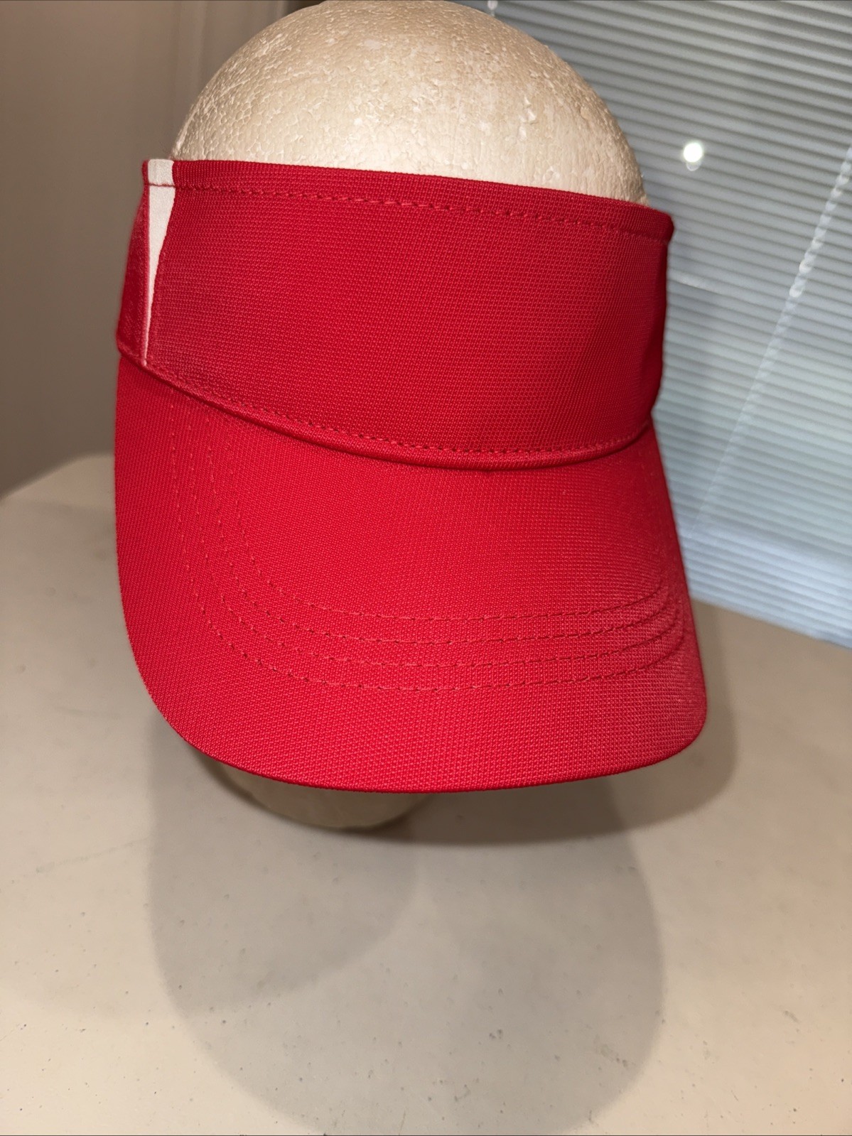 Sport-Tek Red Visor w White Accents Nylon Cotton Hook Loop EUC