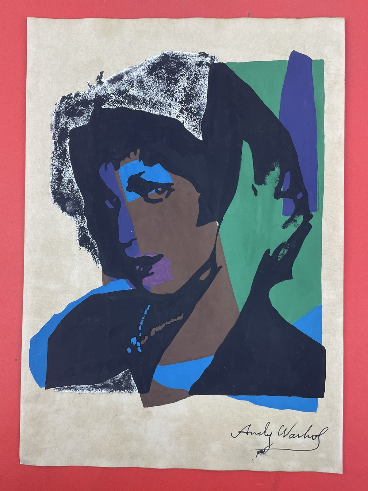 Andy warhol Drawing on paper (Handmade) signed and stamped