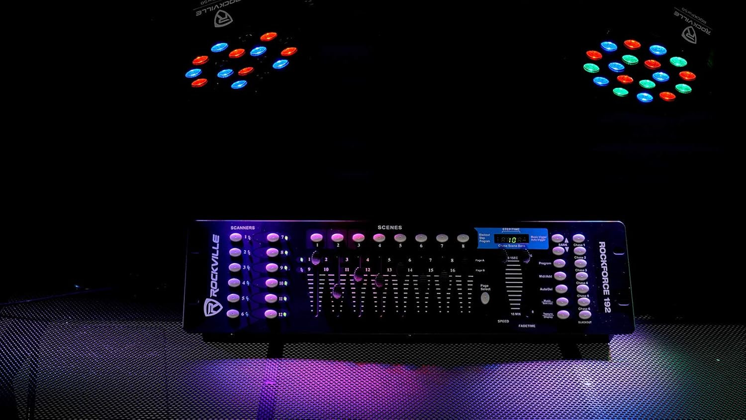 ROCKFORCE 192-Channel DMX Lighting Controller, Sound-Activated, Programmable Sce