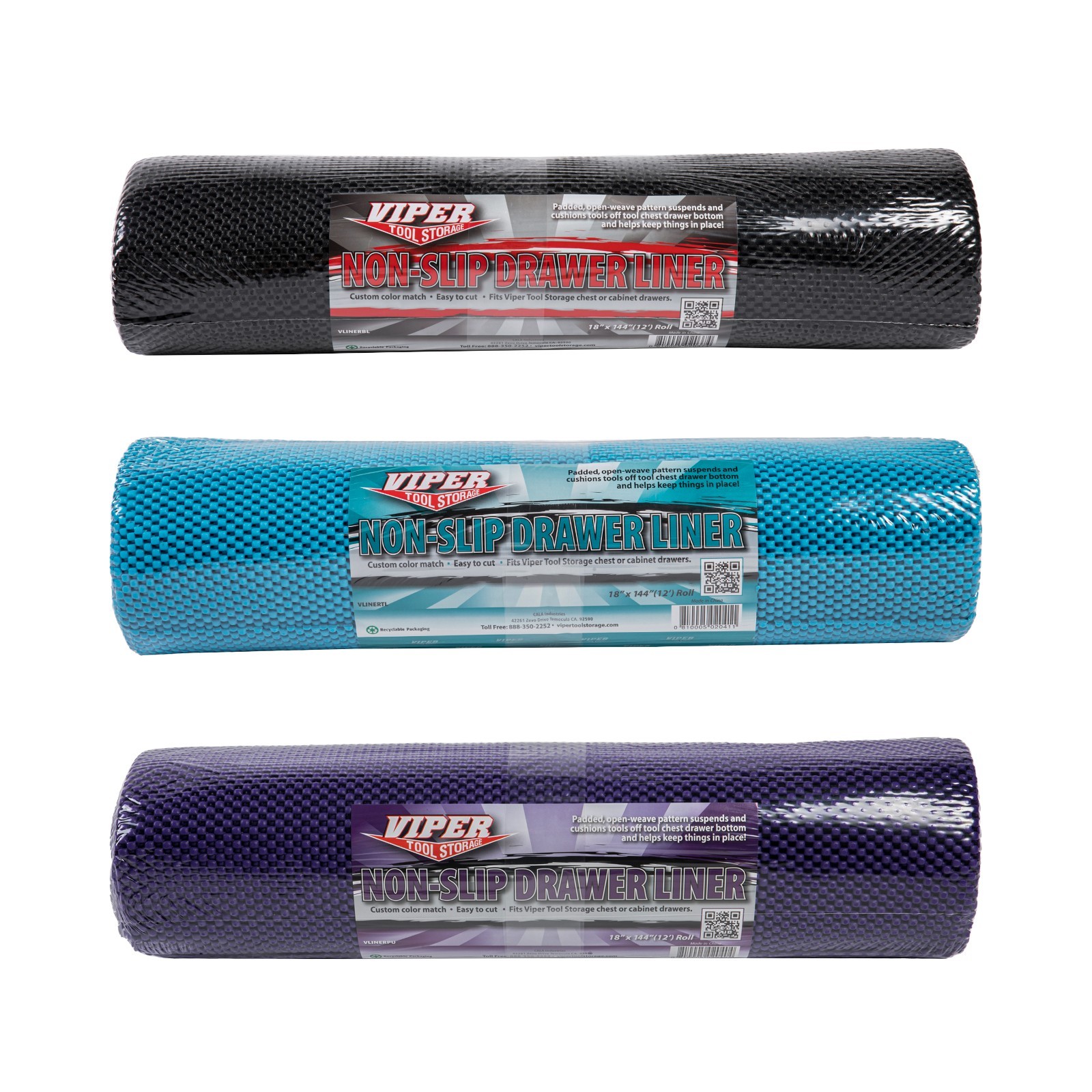 Non-Slip Drawer Liner Cushioned Grip Texture 12 Feet Long x 18 Inches Wide